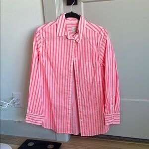 Pink and White Striped Button-Up Shirt